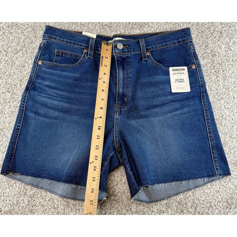 Levi Strauss Signature Womens 14 W32 Heritage High Rise 5" Jeans Shorts Stretch - Picture 2 of 8